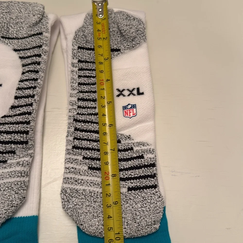MIAMI DOLPHINS TEAM ISSUED NIKE ON FIELD AQUA/WHITE NFL SOCKS XXL
